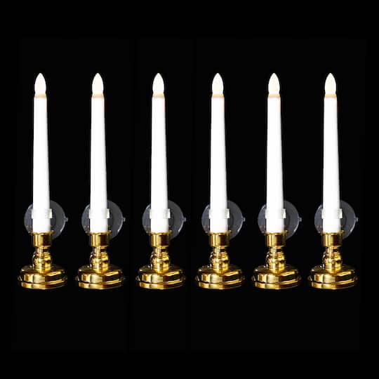 Single Light Window Candles with Remote and Timer - 10" - White - Set of 6